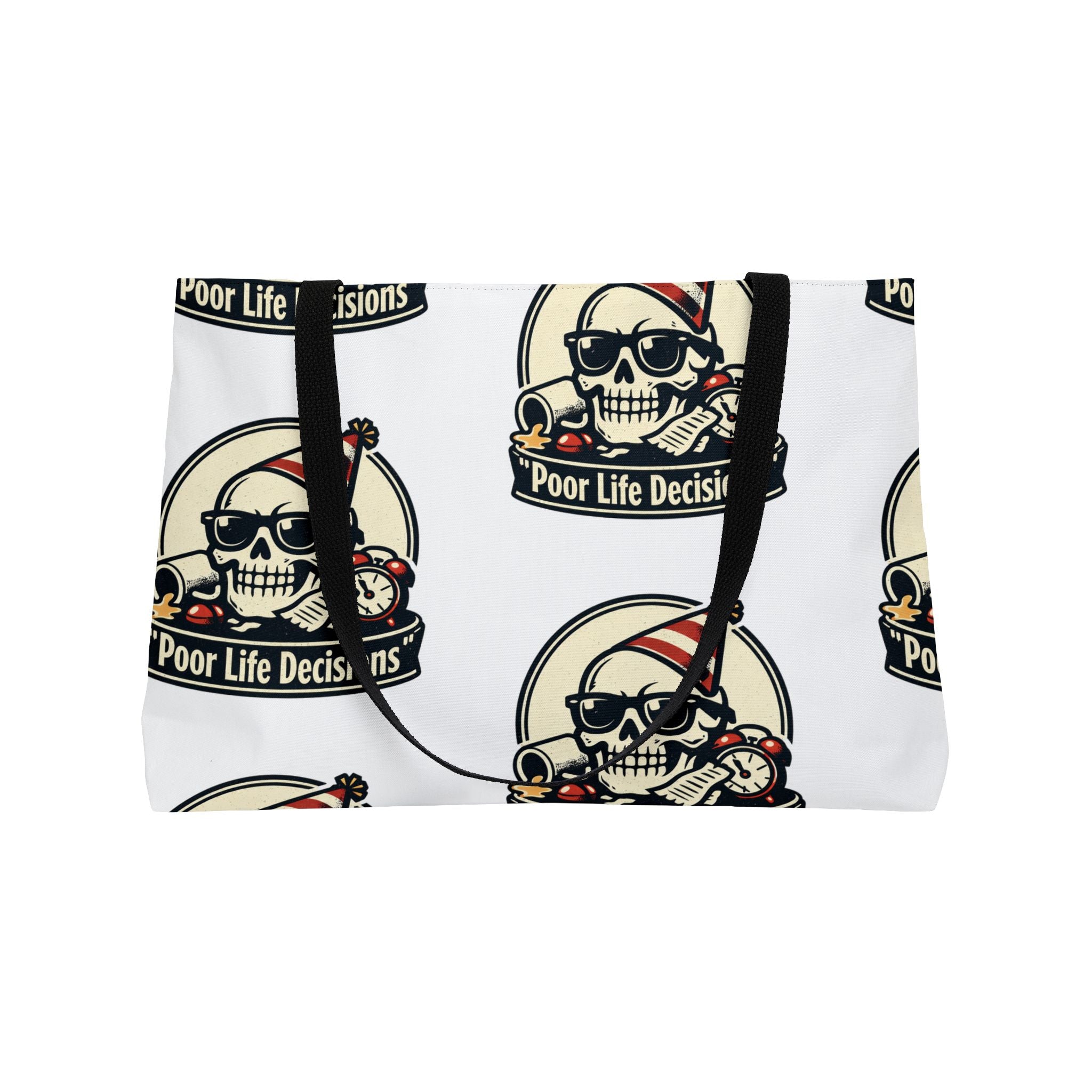 Weekender Tote Bag — 'Poor Life Decisions' Skull Beach Tote