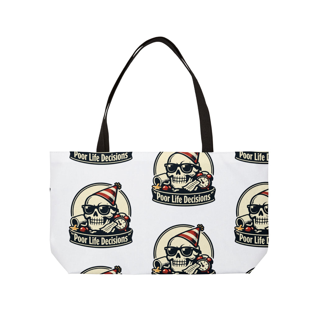 Weekender Tote Bag — 'Poor Life Decisions' Skull Beach Tote