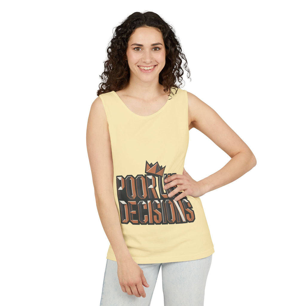 'Poor Life Decisions' Graphic Tank Top — Funny Typography Crown Summer Tee