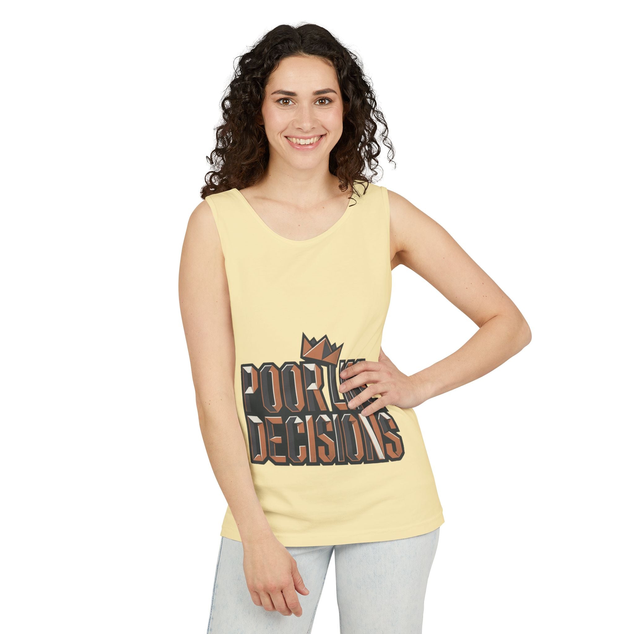 'Poor Life Decisions' Graphic Tank Top — Funny Typography Crown Summer Tee