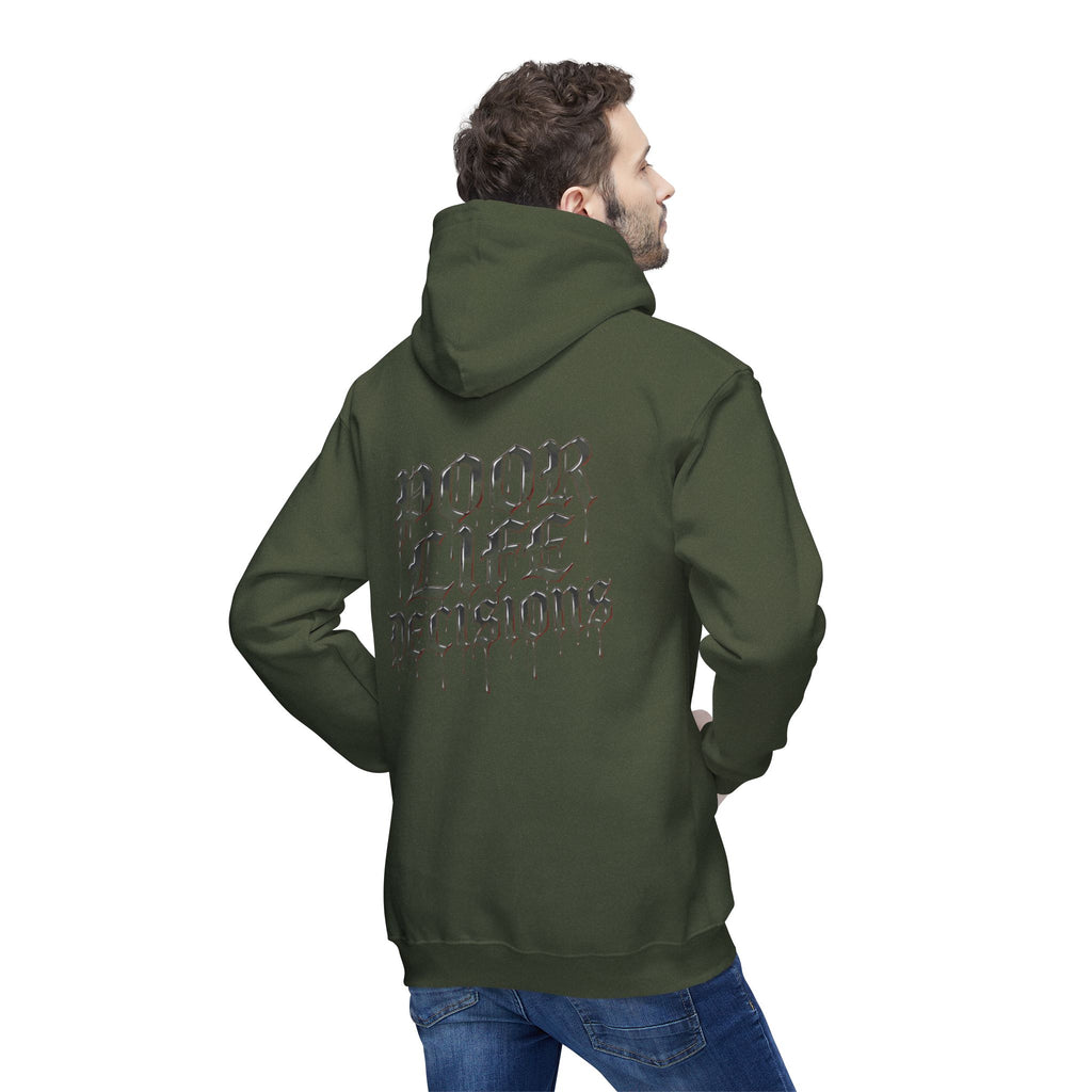 Poor Life Decisions Hoodie — White Graphic Hooded Sweatshirt