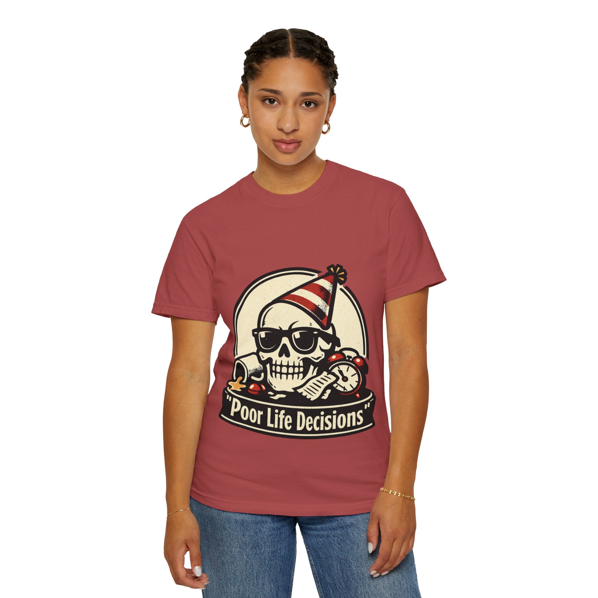 Poor Life Decisions Skull T-Shirt — Funny Party Skull Graphic Tee