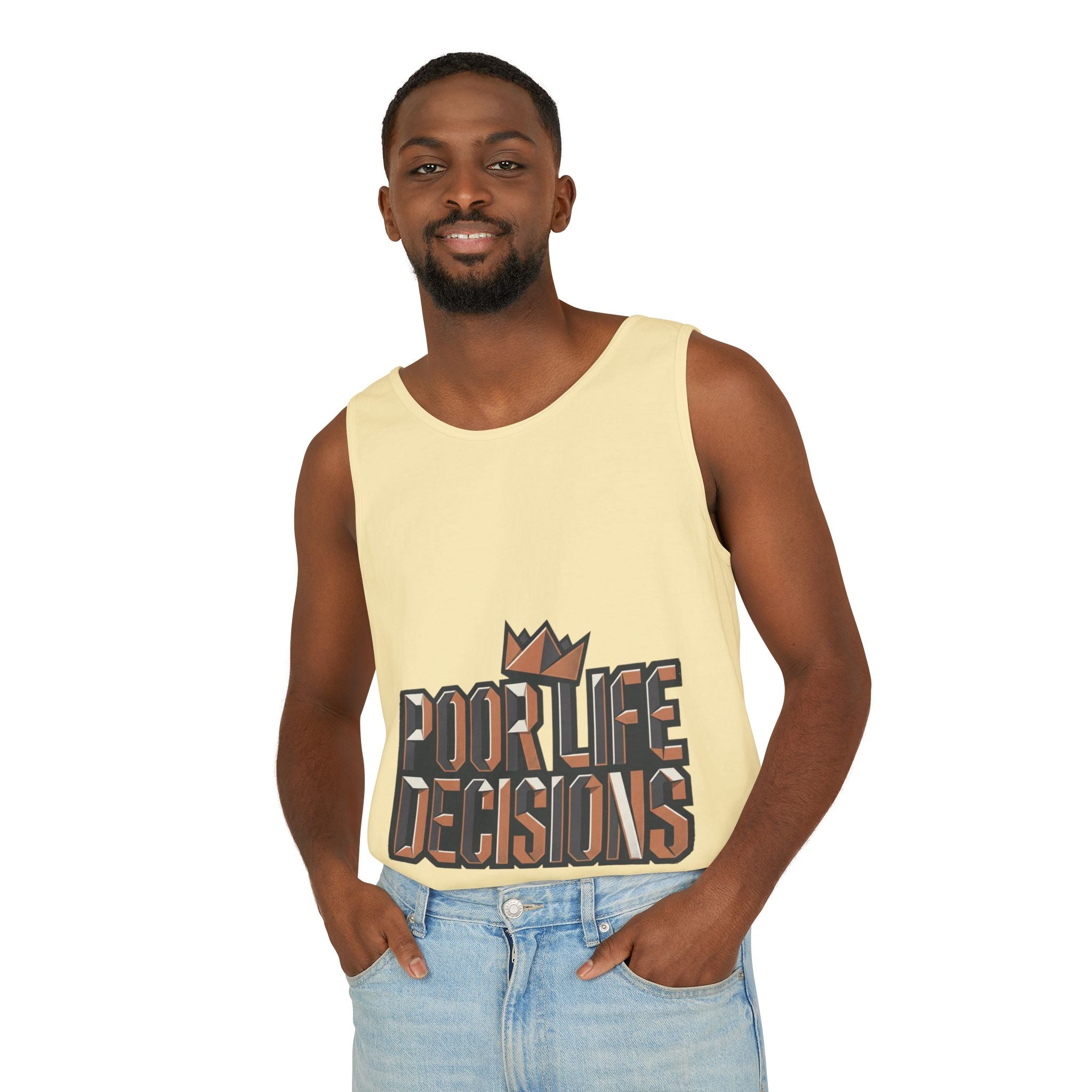 'Poor Life Decisions' Graphic Tank Top — Funny Typography Crown Summer Tee