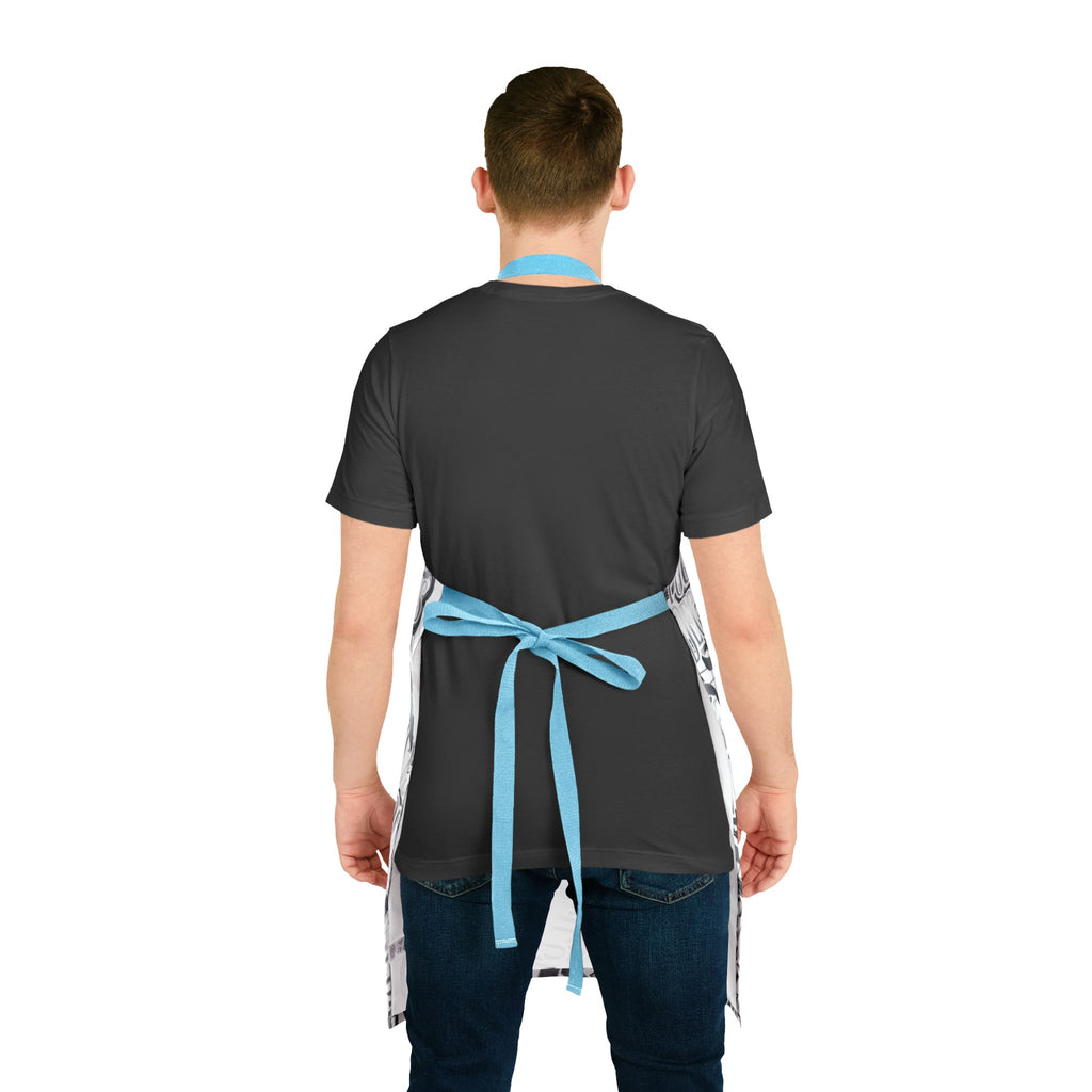 Monochrome ‘Puur’n Delusions’ Pattern Apron — Graphic Kitchen Apron with 5-Color Straps