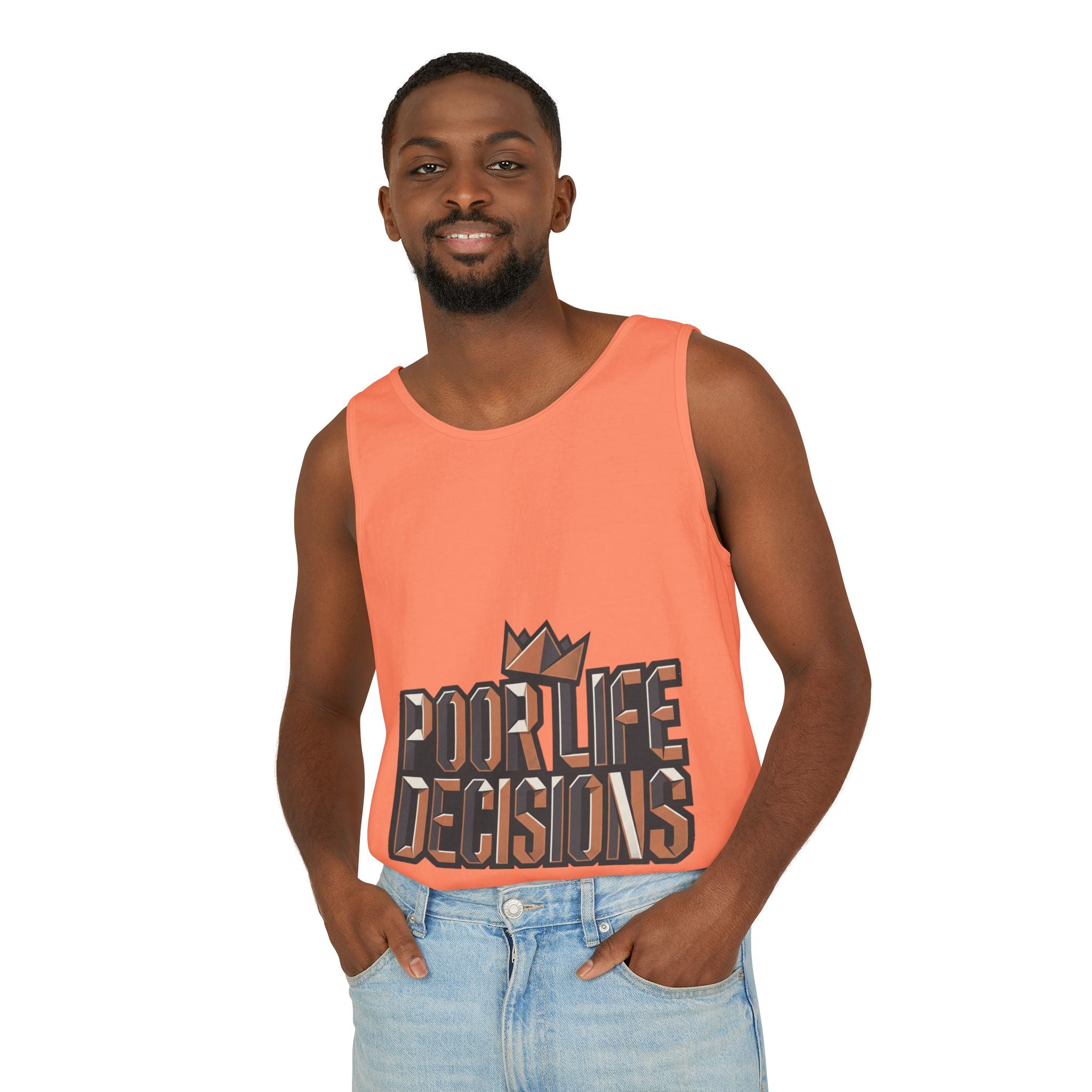 'Poor Life Decisions' Graphic Tank Top — Funny Typography Crown Summer Tee