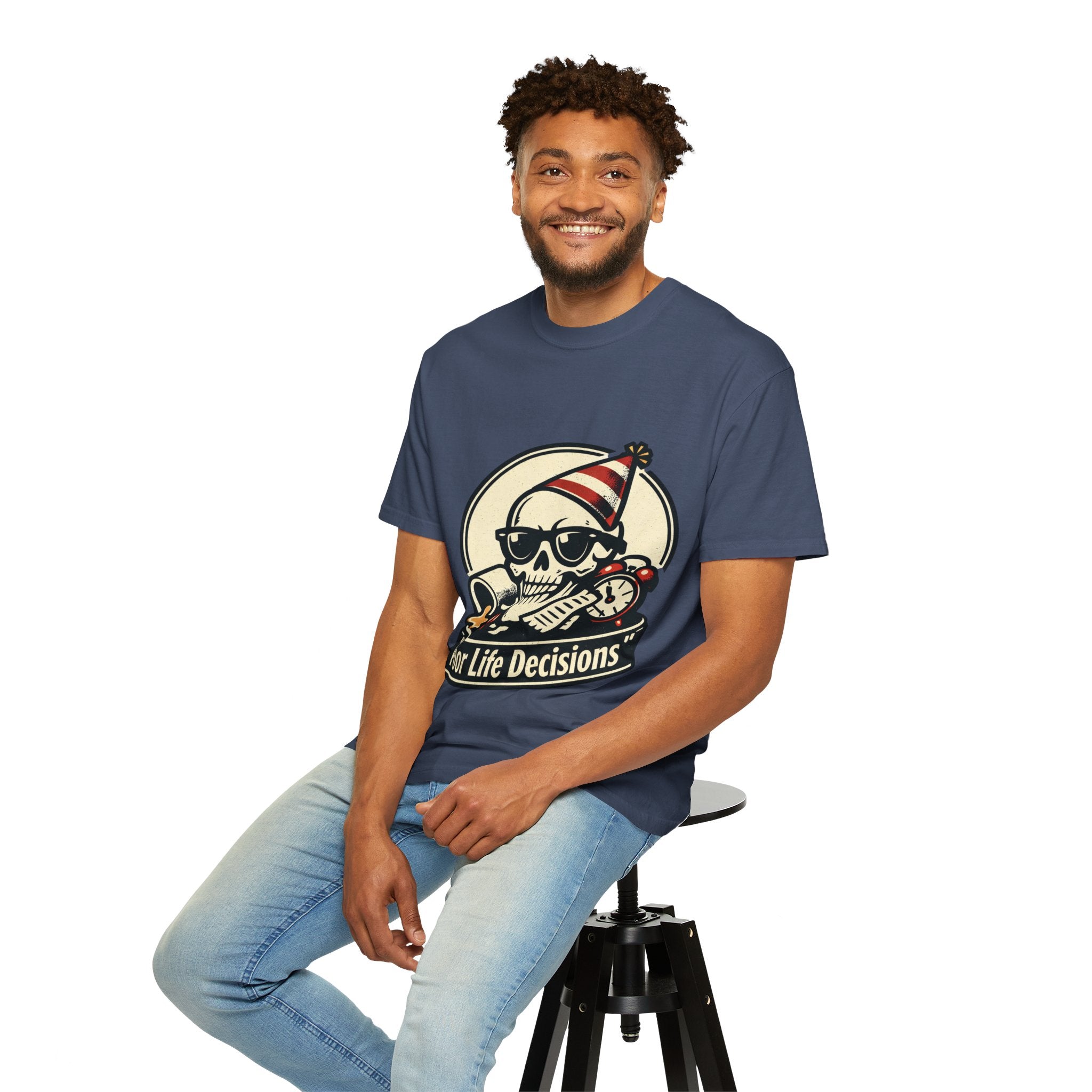 Poor Life Decisions Skull T-Shirt — Funny Party Skull Graphic Tee