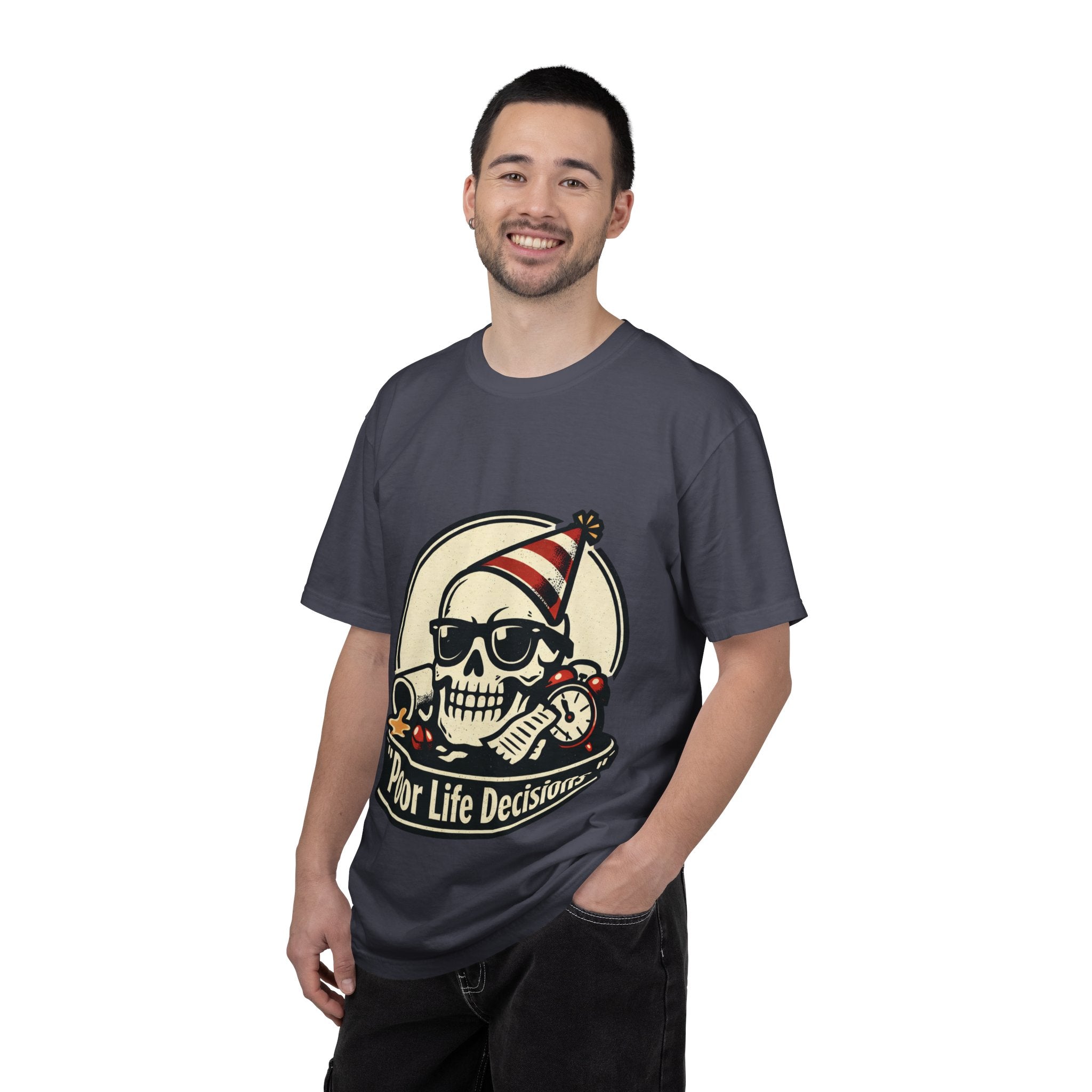Poor Life Decisions Skull T-Shirt — Funny Party Skull Graphic Tee