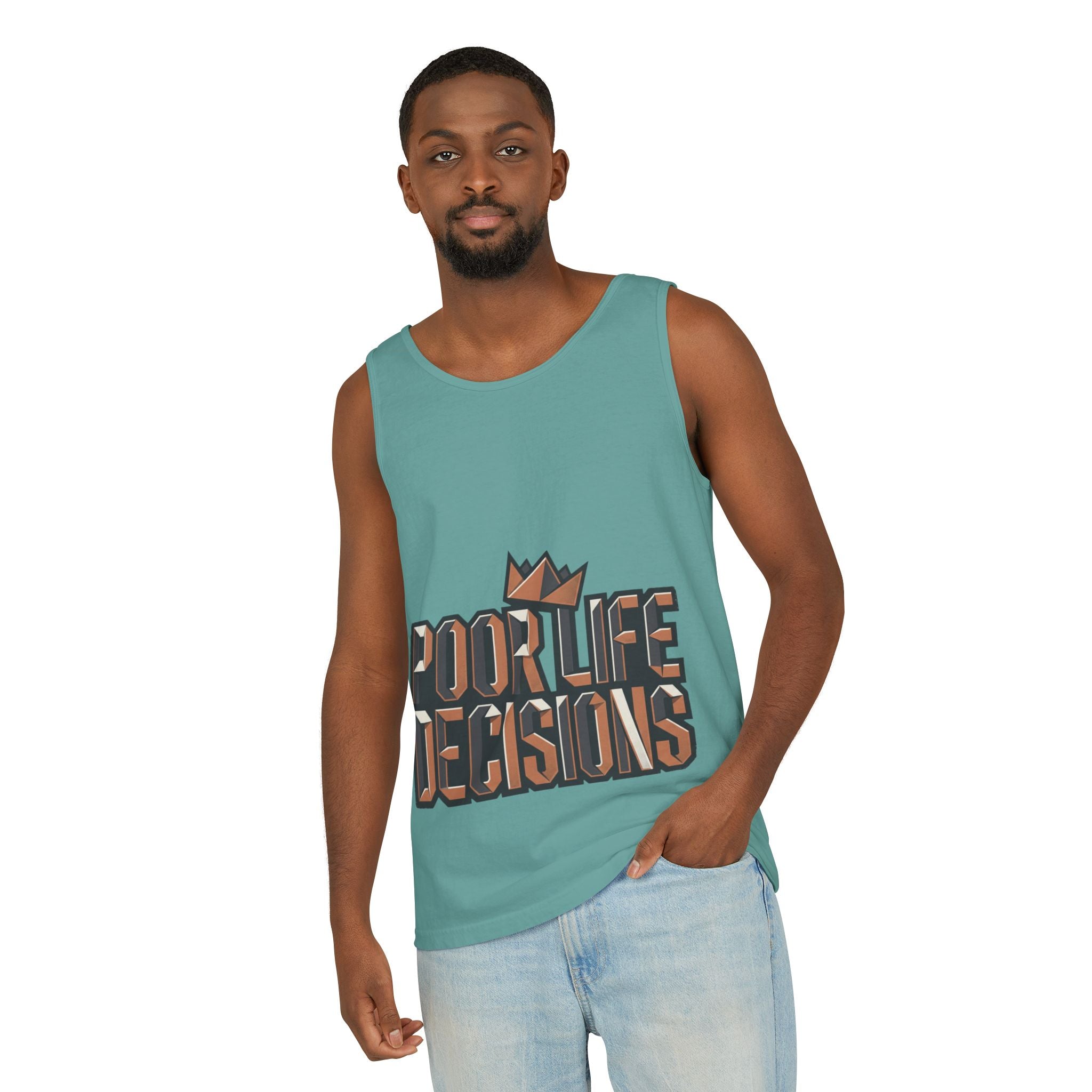 'Poor Life Decisions' Graphic Tank Top — Funny Typography Crown Summer Tee