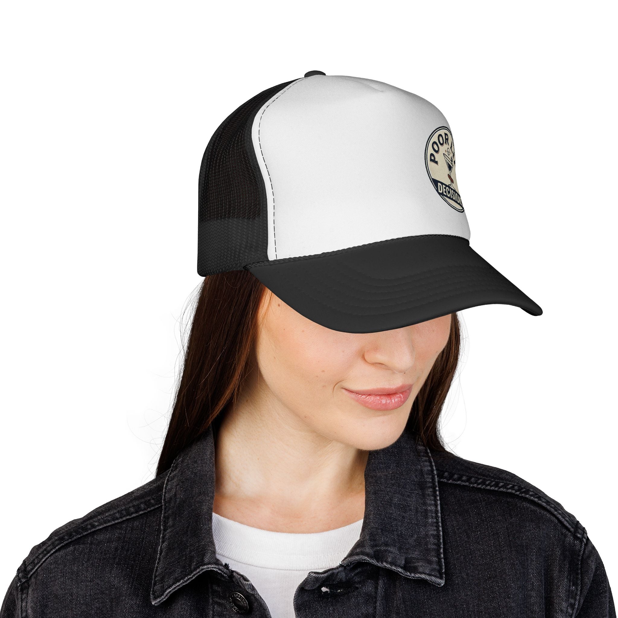 Trucker Cap — “Poor Life Decisions” Vintage Cocktail Patch Hat