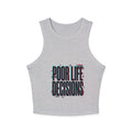 Crop Tank Top — "Poor Life Decisions" Glitch Graphic