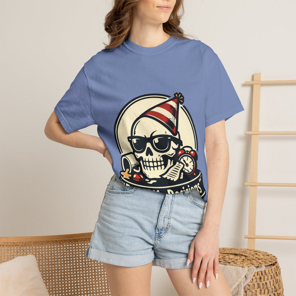 Poor Life Decisions Skull T-Shirt — Funny Party Skull Graphic Tee