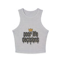 Women's Racer Tank Top — 'Poor Life Decisions' Drip Graphic Crop