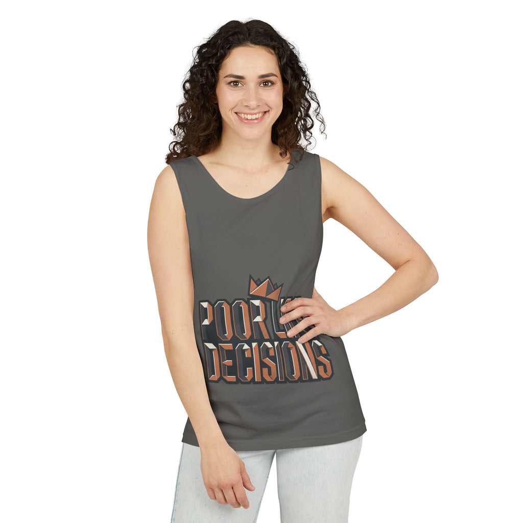 'Poor Life Decisions' Graphic Tank Top — Funny Typography Crown Summer Tee