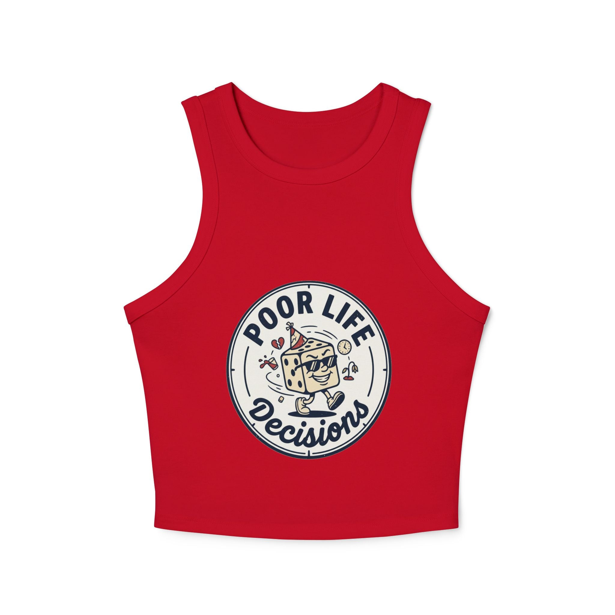 Racer Tank — "Poor Life Decisions" Retro Cocktail Graphic