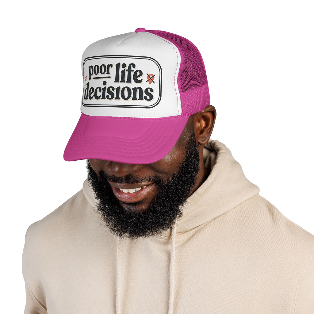 Trucker Hat - "Poor Life Decisions" Retro Mesh Cap