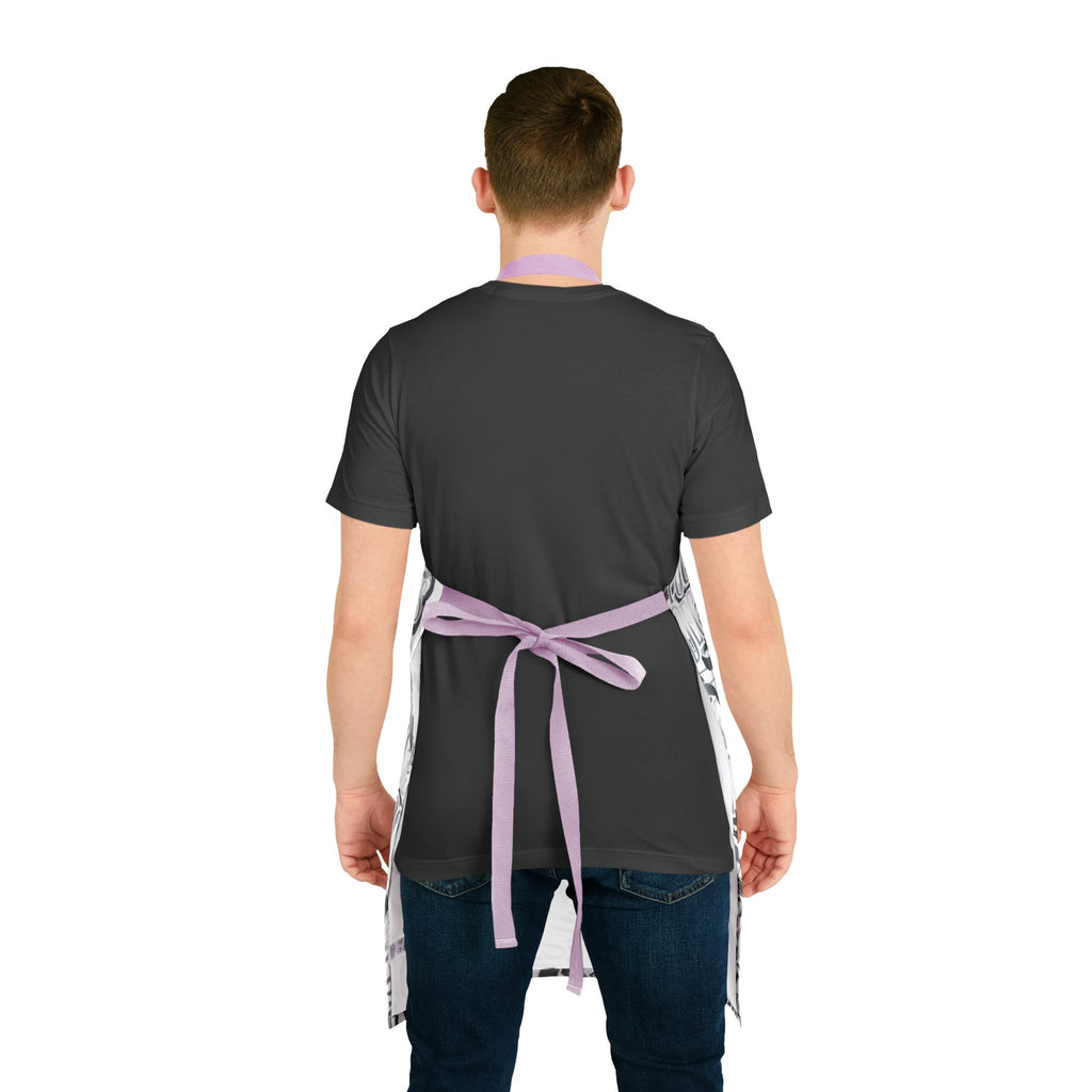 Monochrome ‘Puur’n Delusions’ Pattern Apron — Graphic Kitchen Apron with 5-Color Straps