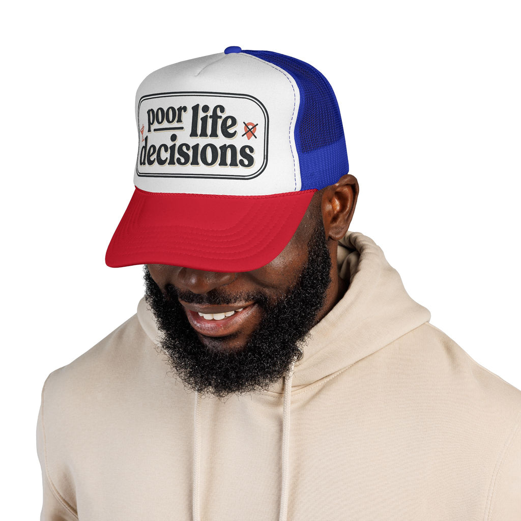 Trucker Hat - "Poor Life Decisions" Retro Mesh Cap