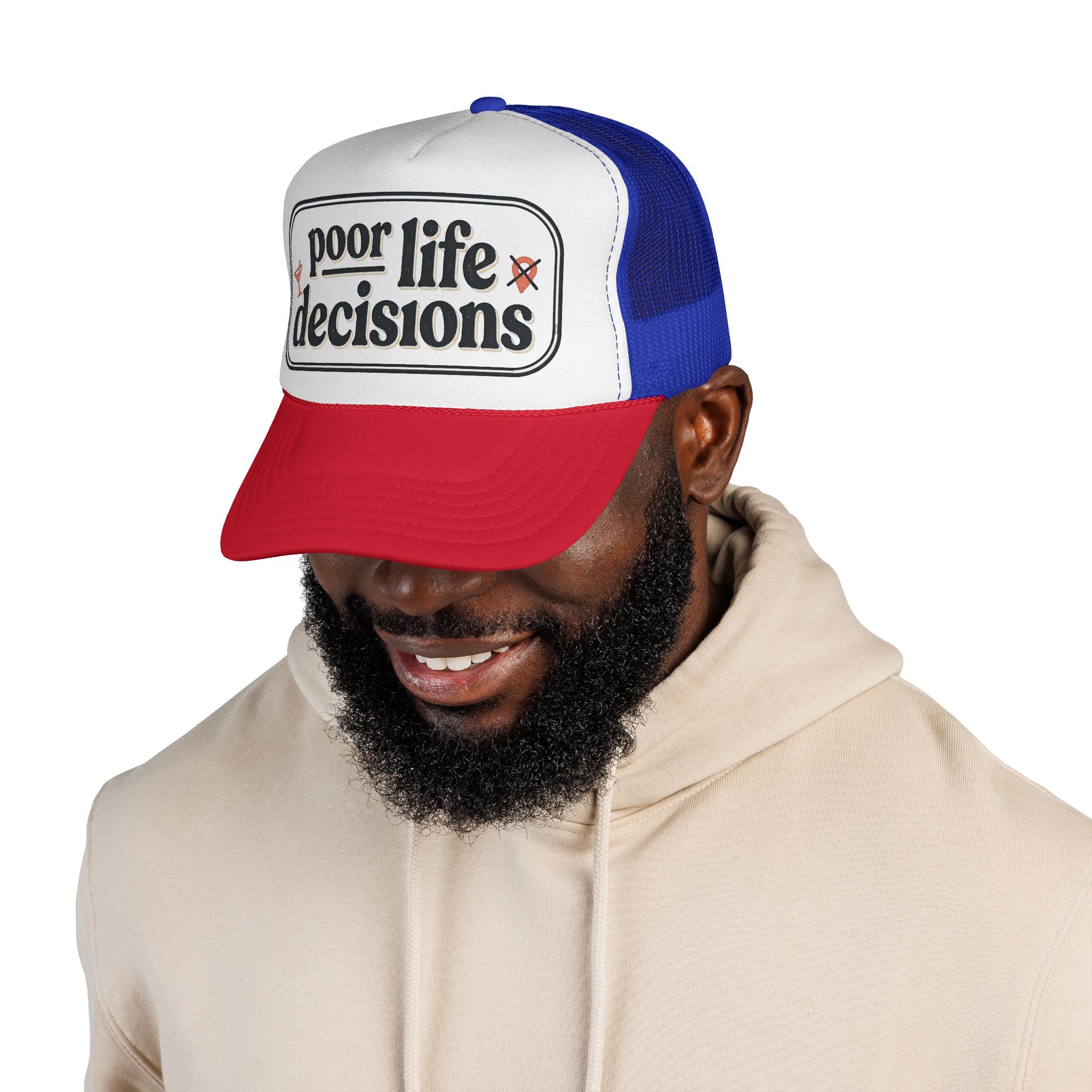 Trucker Hat - "Poor Life Decisions" Retro Mesh Cap