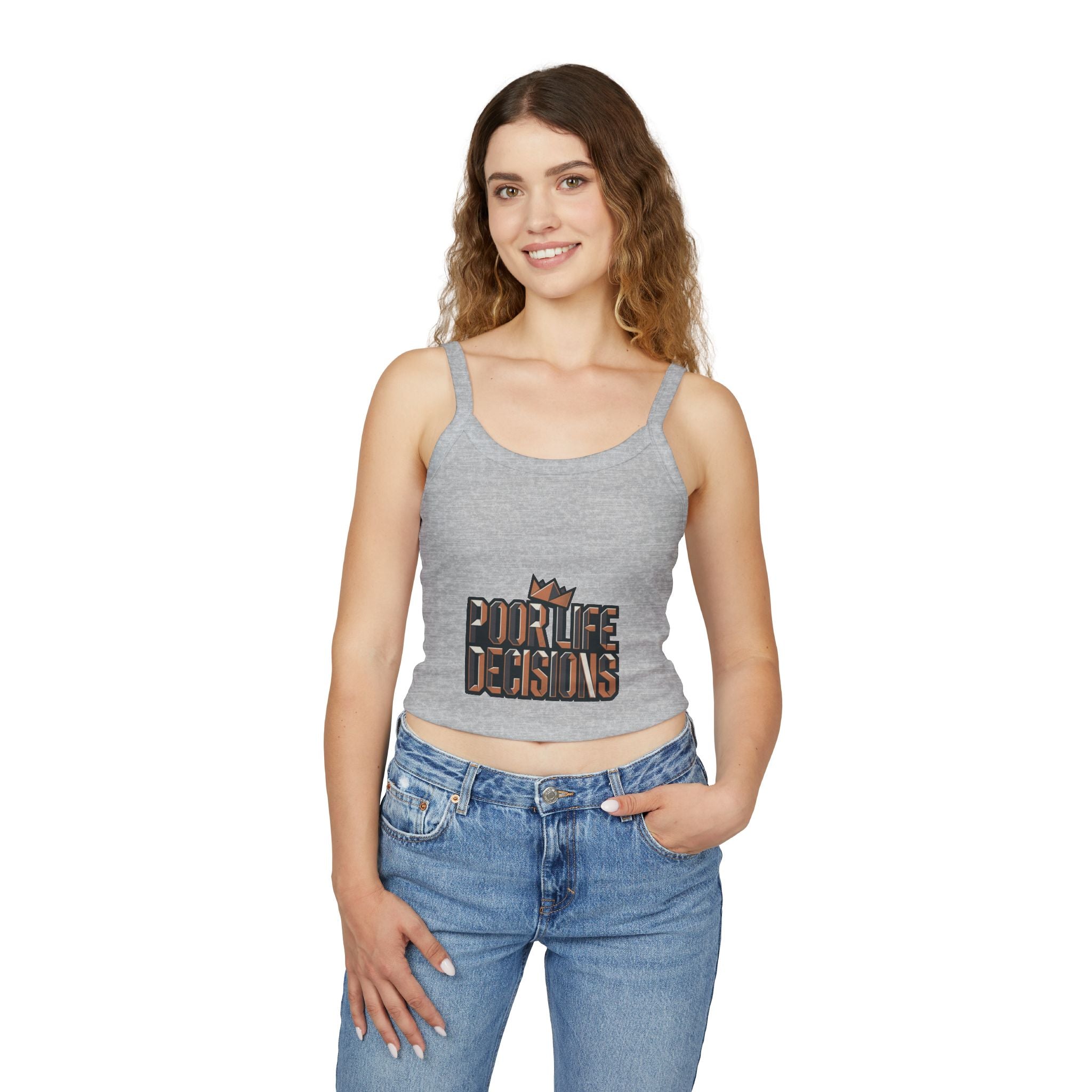 Spaghetti Tank Top — 'Poor Life Decisions' Crown Graphic