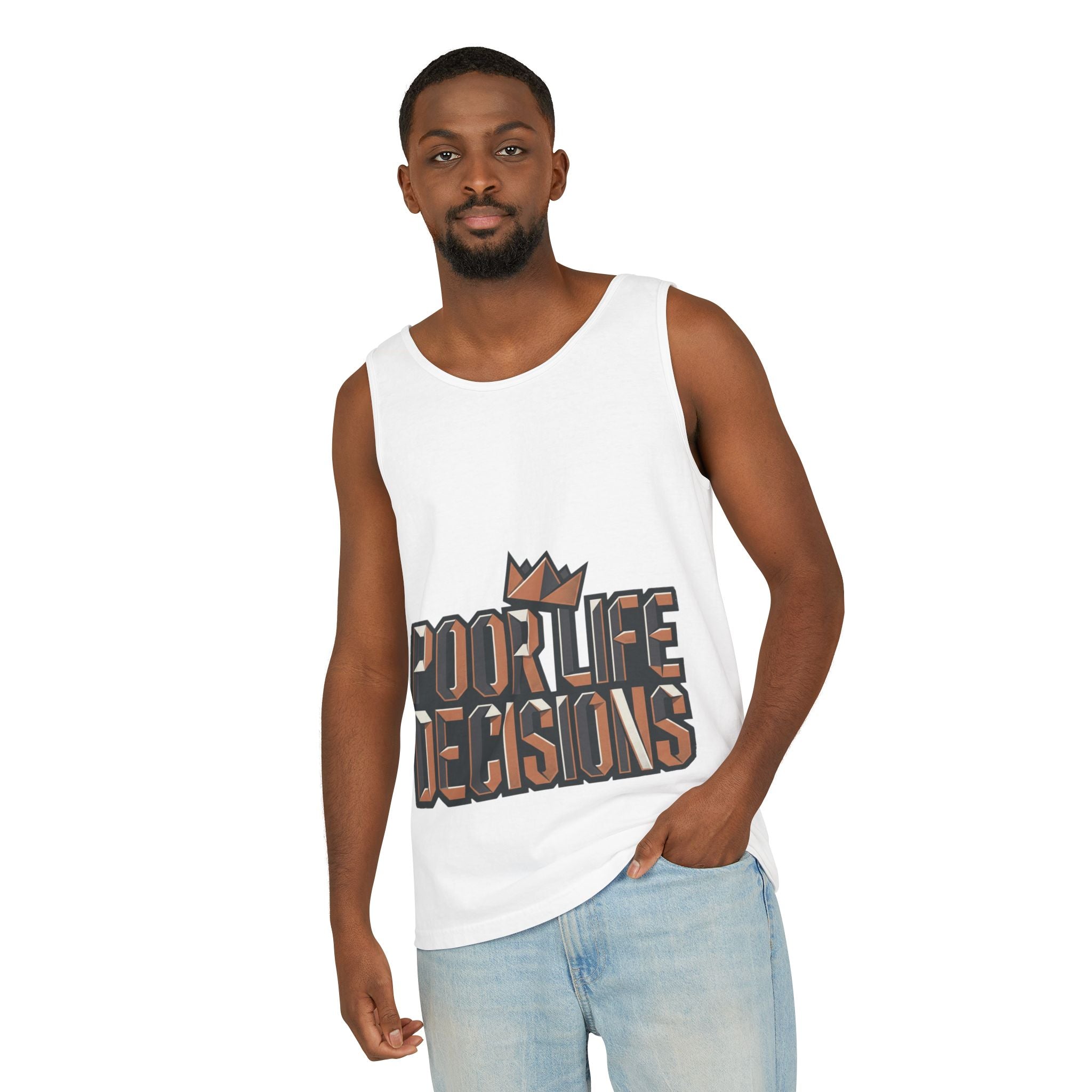 'Poor Life Decisions' Graphic Tank Top — Funny Typography Crown Summer Tee