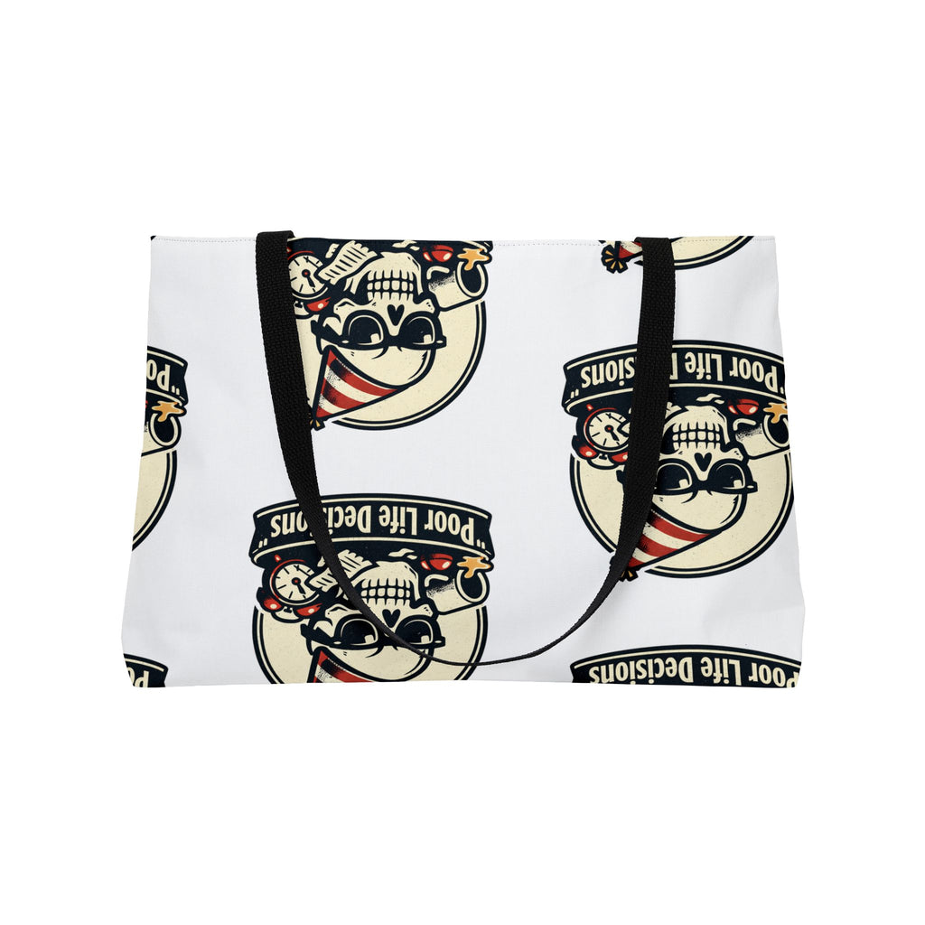 Weekender Tote Bag — 'Poor Life Decisions' Skull Beach Tote
