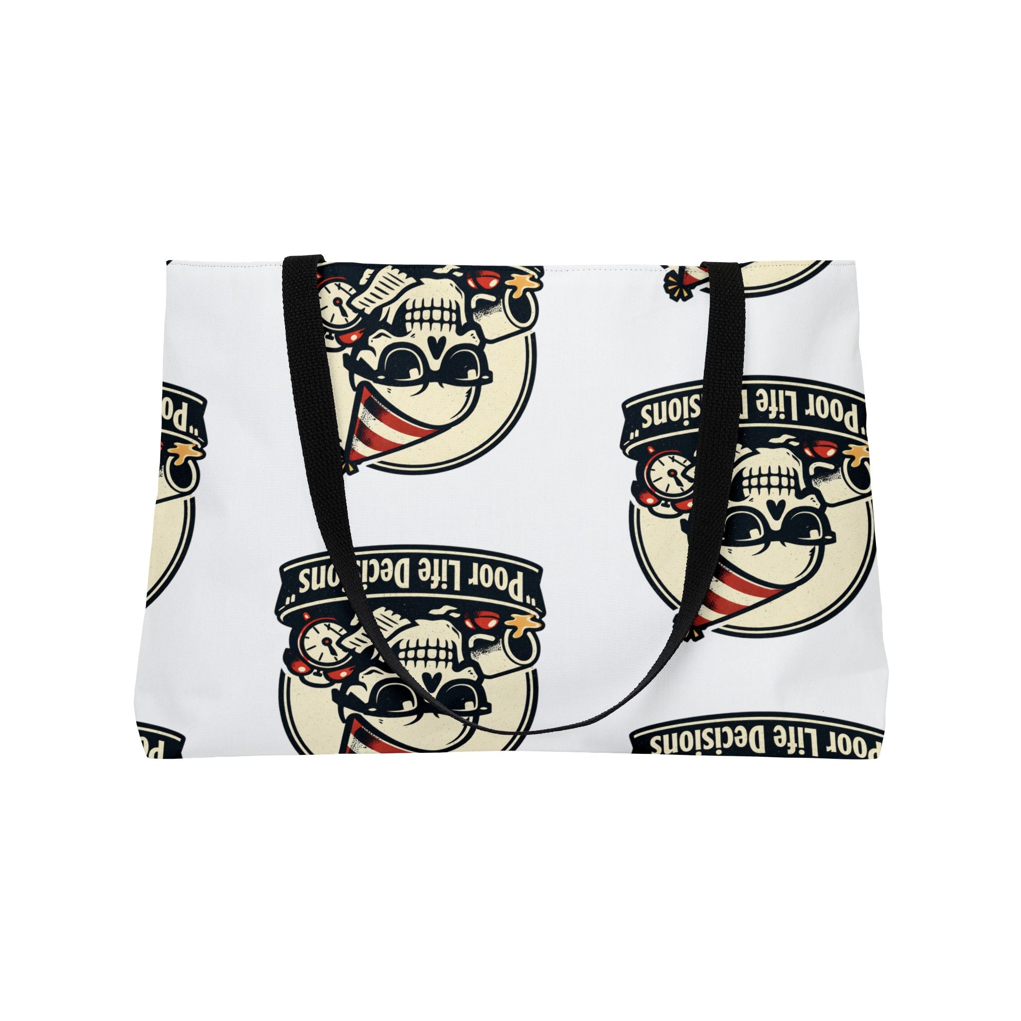Weekender Tote Bag — 'Poor Life Decisions' Skull Beach Tote