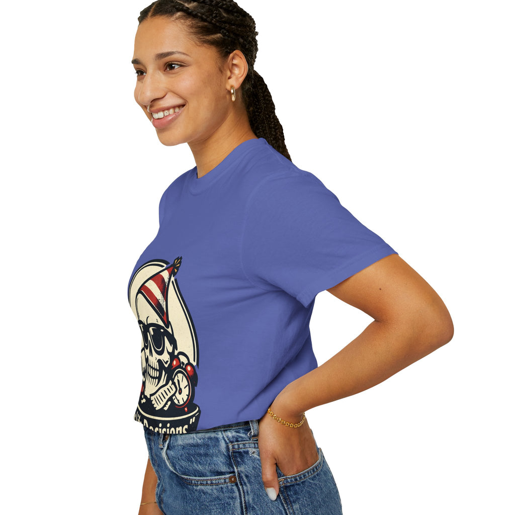 Poor Life Decisions Skull T-Shirt — Funny Party Skull Graphic Tee