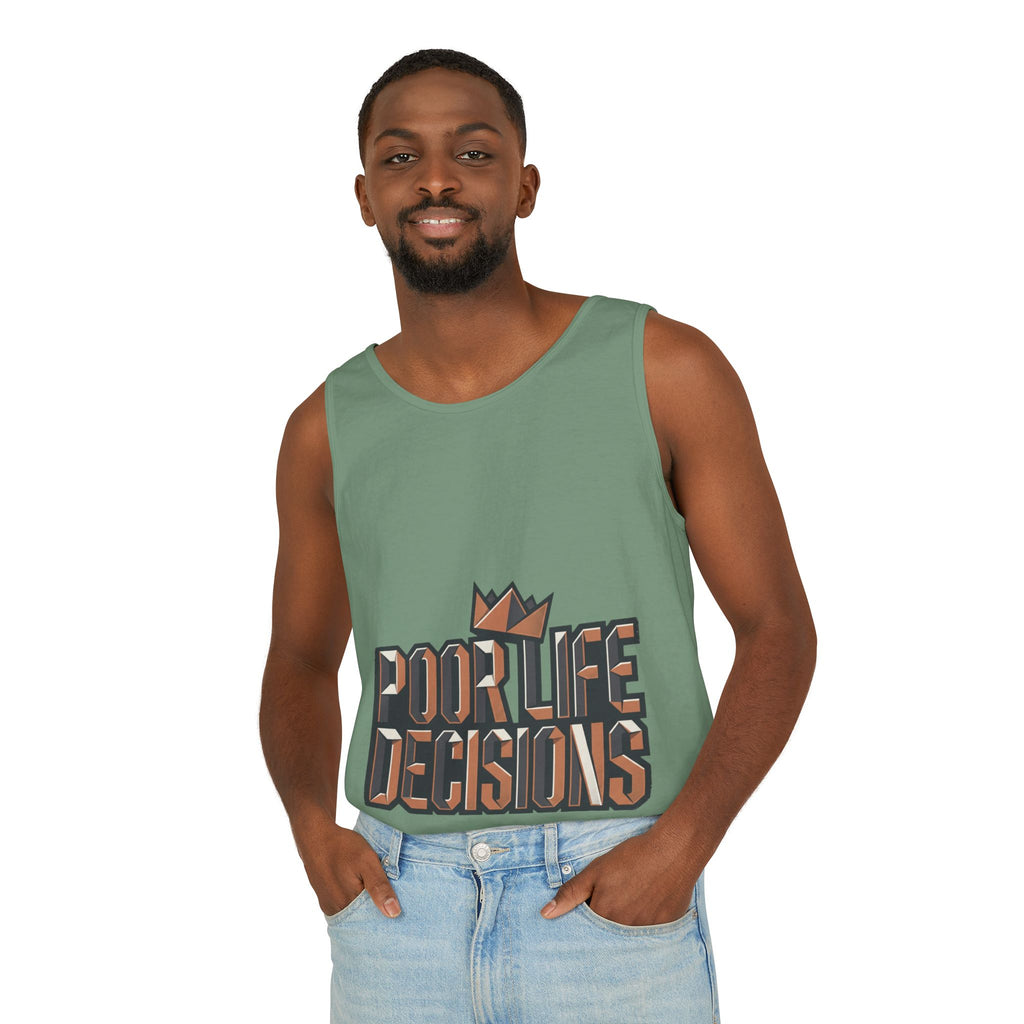 'Poor Life Decisions' Graphic Tank Top — Funny Typography Crown Summer Tee