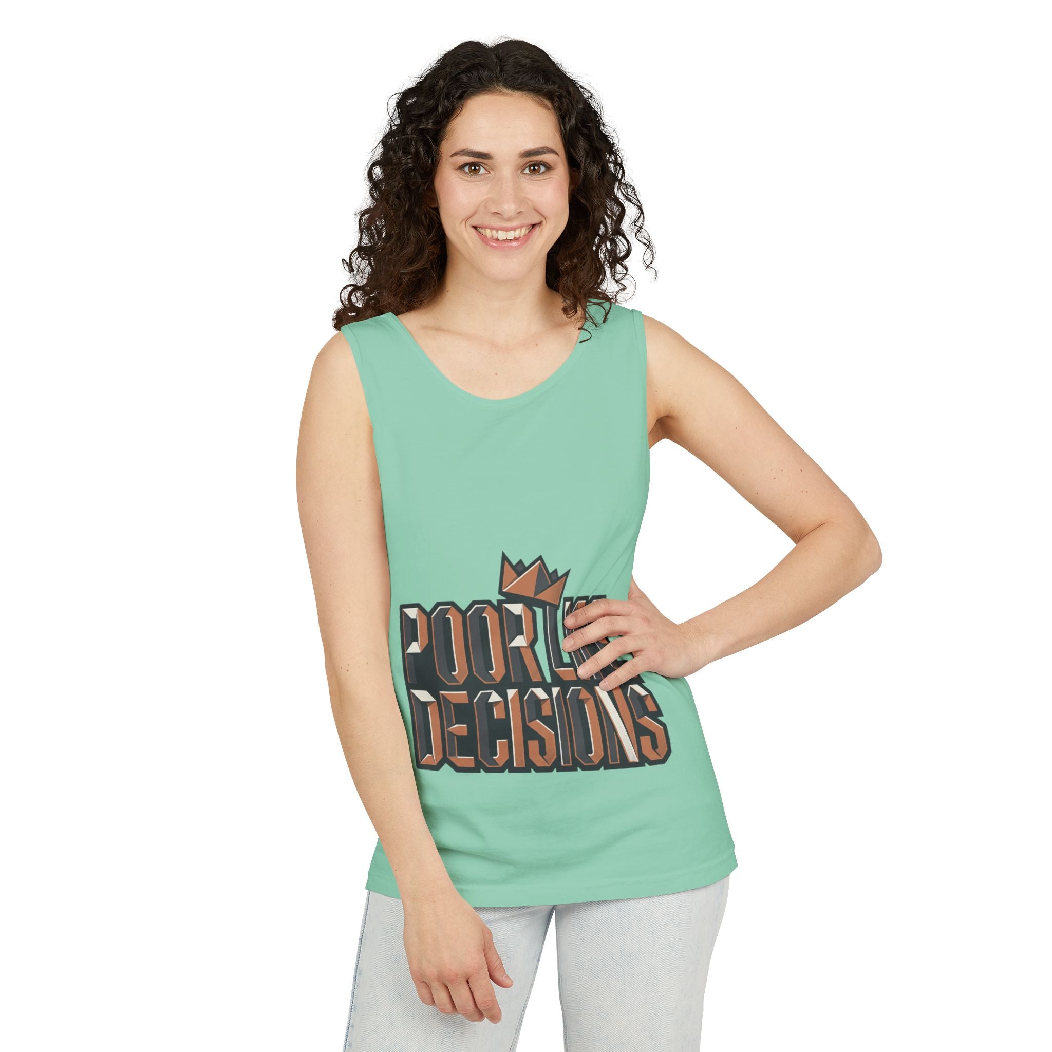 'Poor Life Decisions' Graphic Tank Top — Funny Typography Crown Summer Tee
