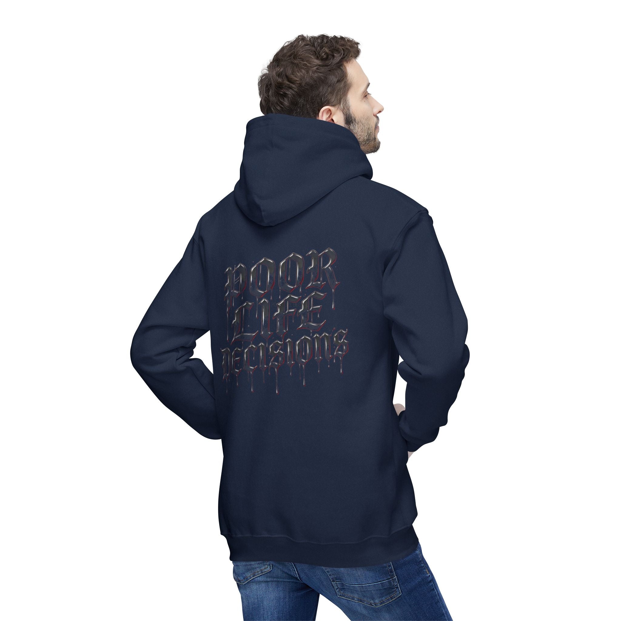 Poor Life Decisions Hoodie — White Graphic Hooded Sweatshirt