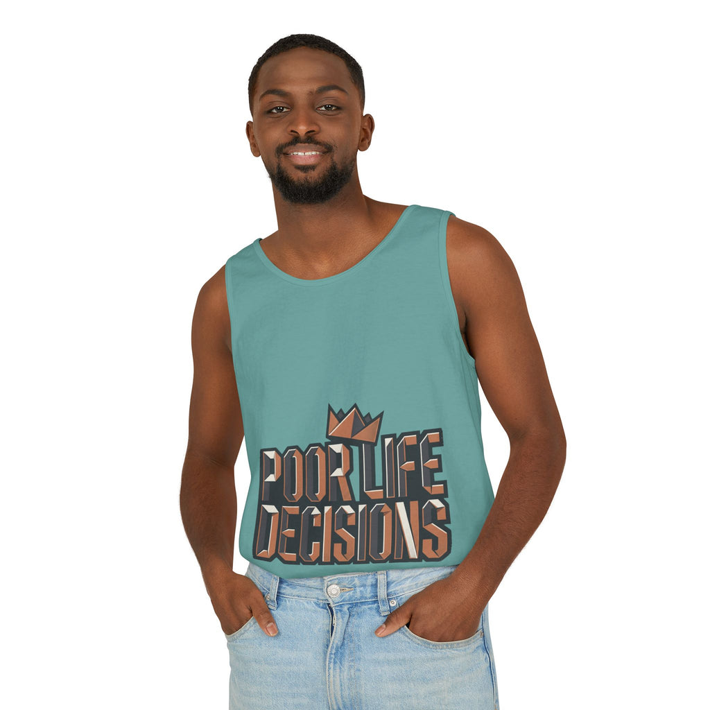 'Poor Life Decisions' Graphic Tank Top — Funny Typography Crown Summer Tee