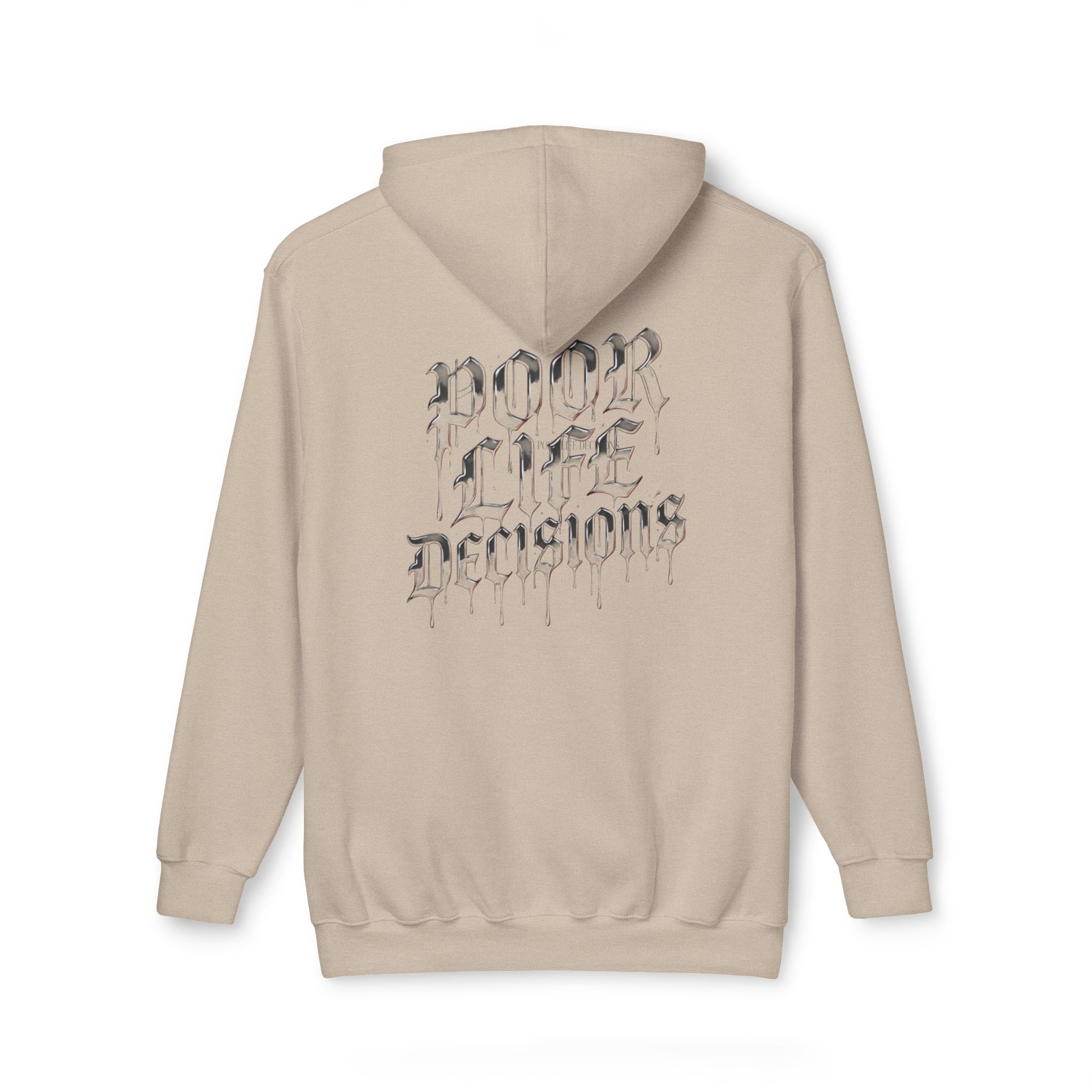 Poor Life Decisions Hoodie — White Graphic Hooded Sweatshirt