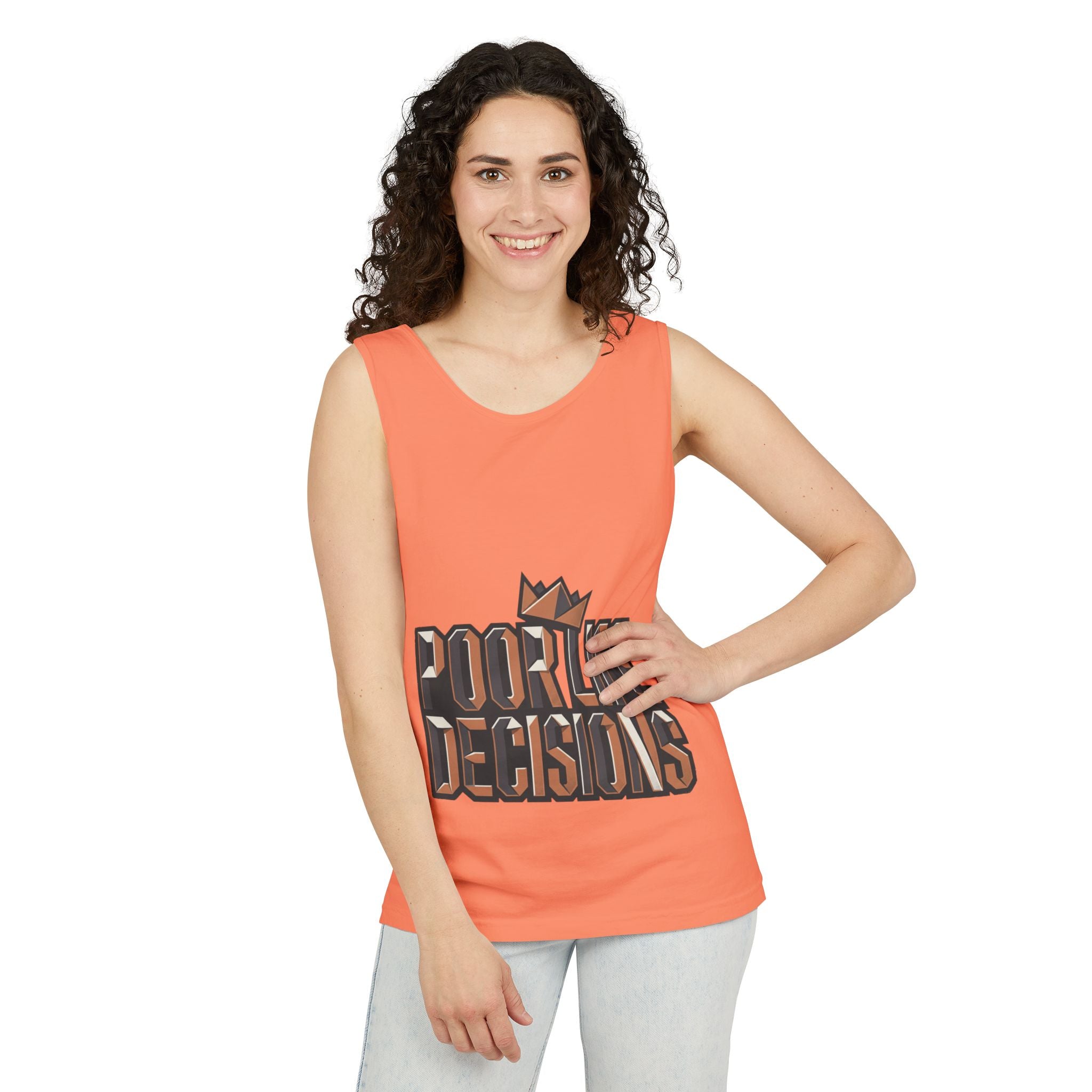 'Poor Life Decisions' Graphic Tank Top — Funny Typography Crown Summer Tee
