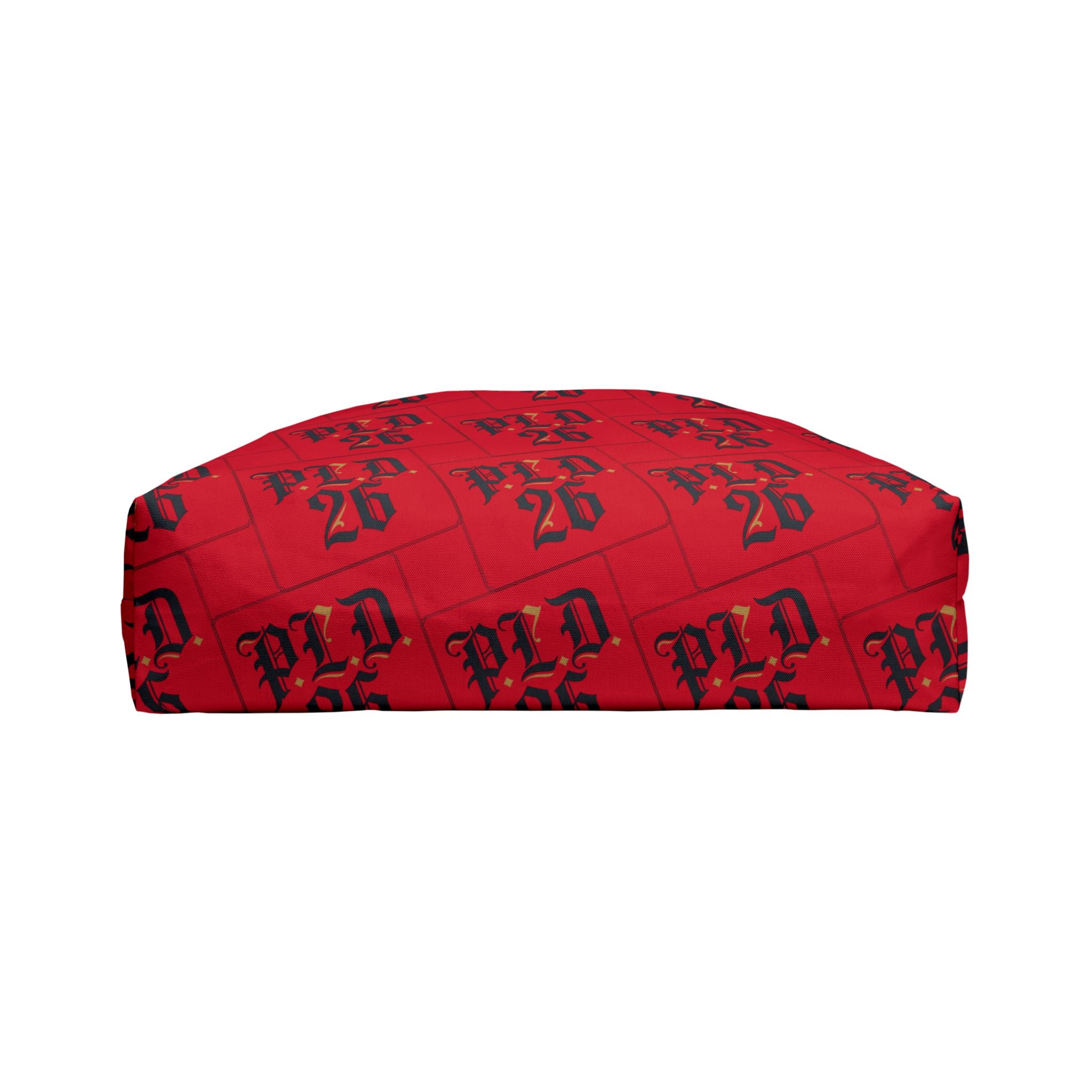Weekender Tote Bag – Red Plaid 'WLD 26' Pattern Carryall