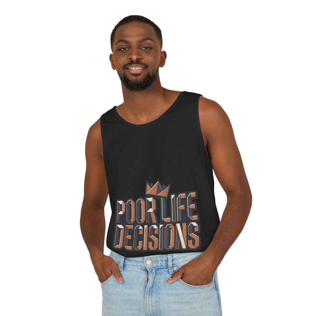 'Poor Life Decisions' Graphic Tank Top — Funny Typography Crown Summer Tee